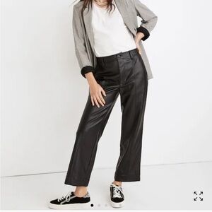 Madewell Slim Emmett Wide-Leg Pants Vegan Faux Leather Sz. 32 black